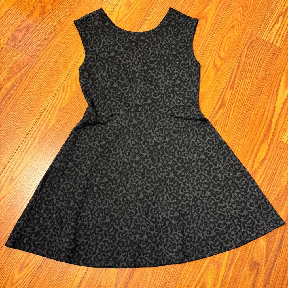 Loft Womens Gray Black Leopard Print Fit Flare Jacquard Dress 6 476456
